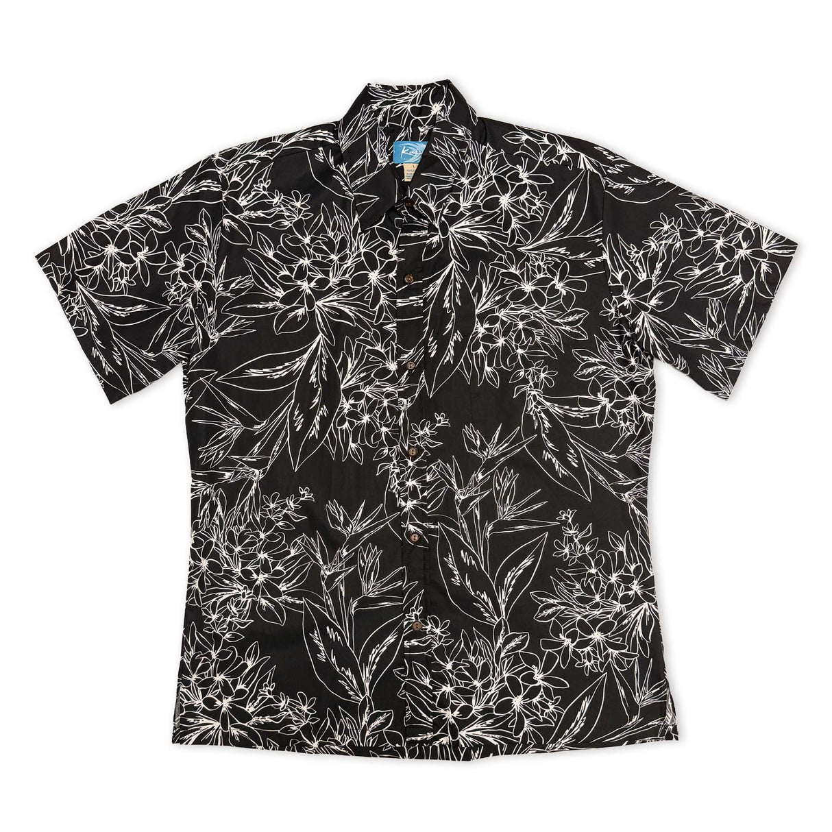 Bird of Paradise Orchid Black Men's Aloha Shirt