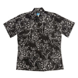 Bird of Paradise Orchid Black Mens Aloha Shirt