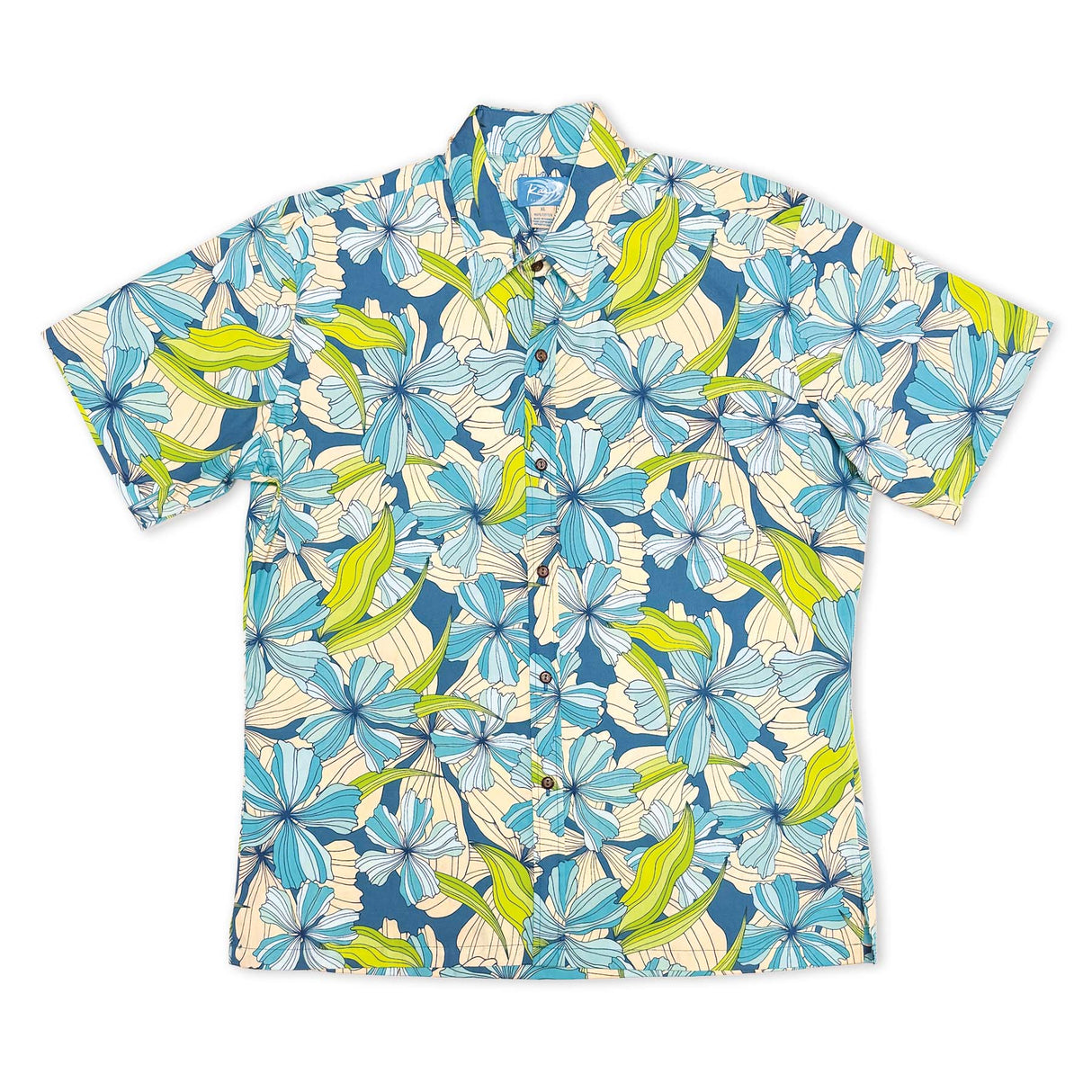 Hibiscus Teal Men's Aloha Shirt