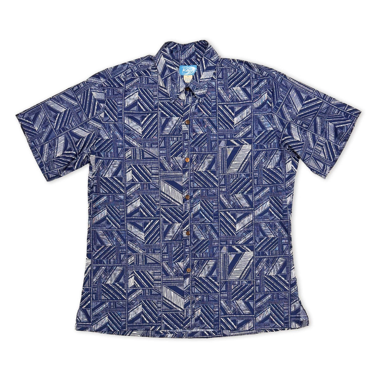 Tapa Block Navy Mens Aloha Shirt