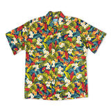 Tropical Flora Navy Mens Aloha Shirt