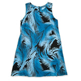 Palm Leaf Blue Women's Boatneck Dress