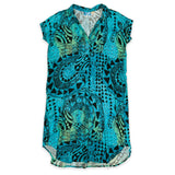 Honu Strength Teal Womens Collared Short Sleeve Dress