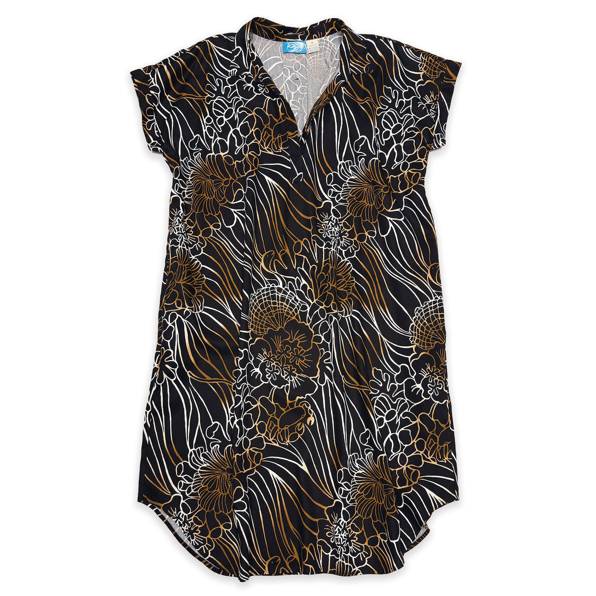 Coral Reef Brown Women’s Collared Short Sleeve Dress