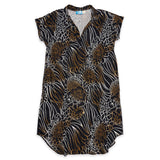 Coral Reef Brown Womens Collared Short Sleeve Dress
