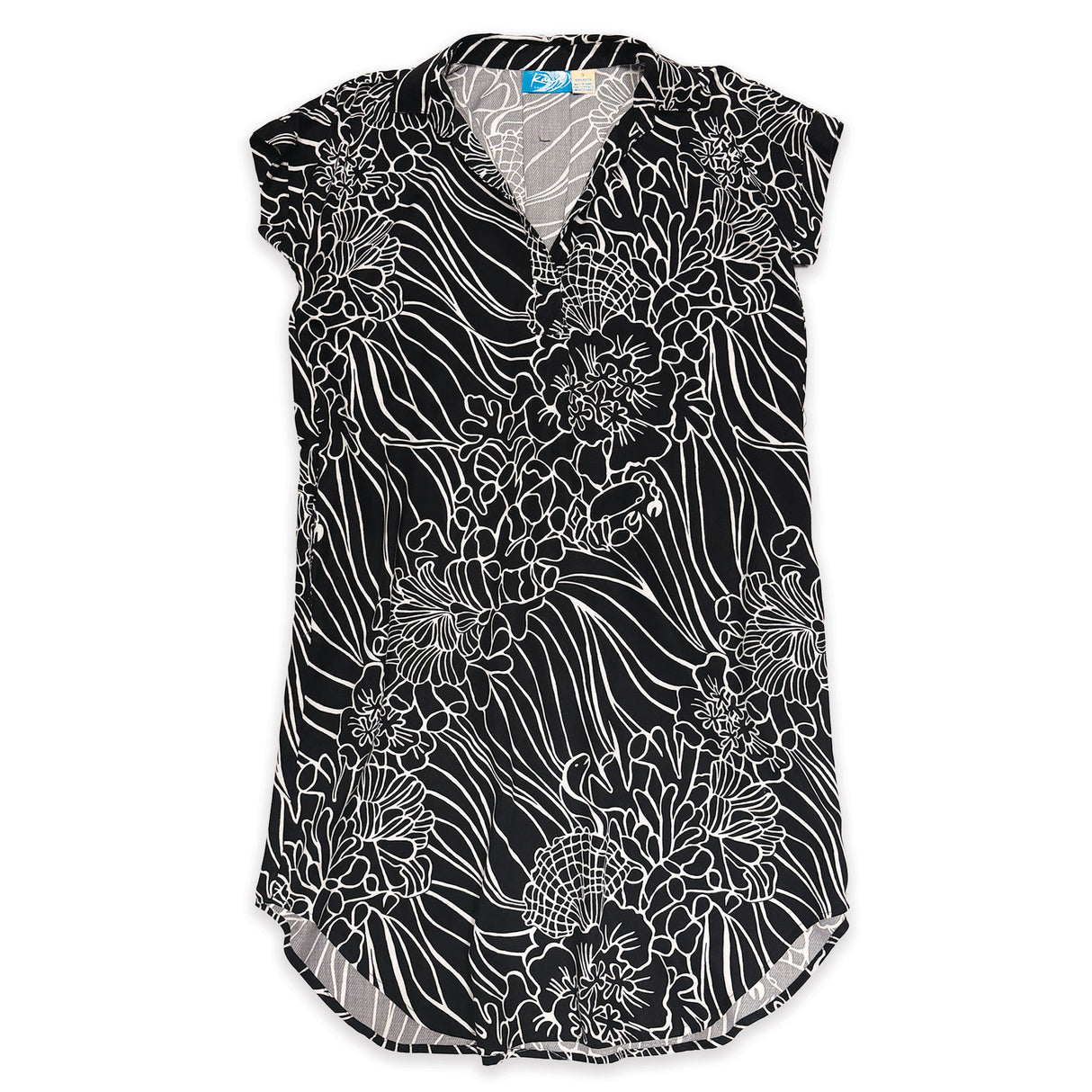 Coral Reef Black Women’s Collared Short Sleeve Dress