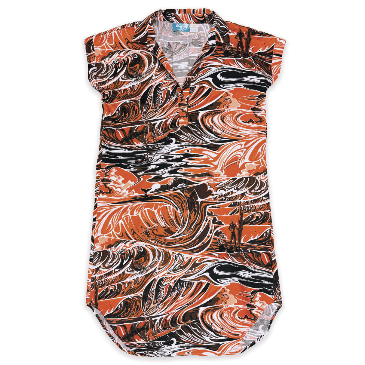 Hypnotic Waves Terracotta Brown Women’s Collared Short Sleeve Dress