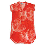 Nautilus Orange Red Womens Collared Short Sleeve Dress
