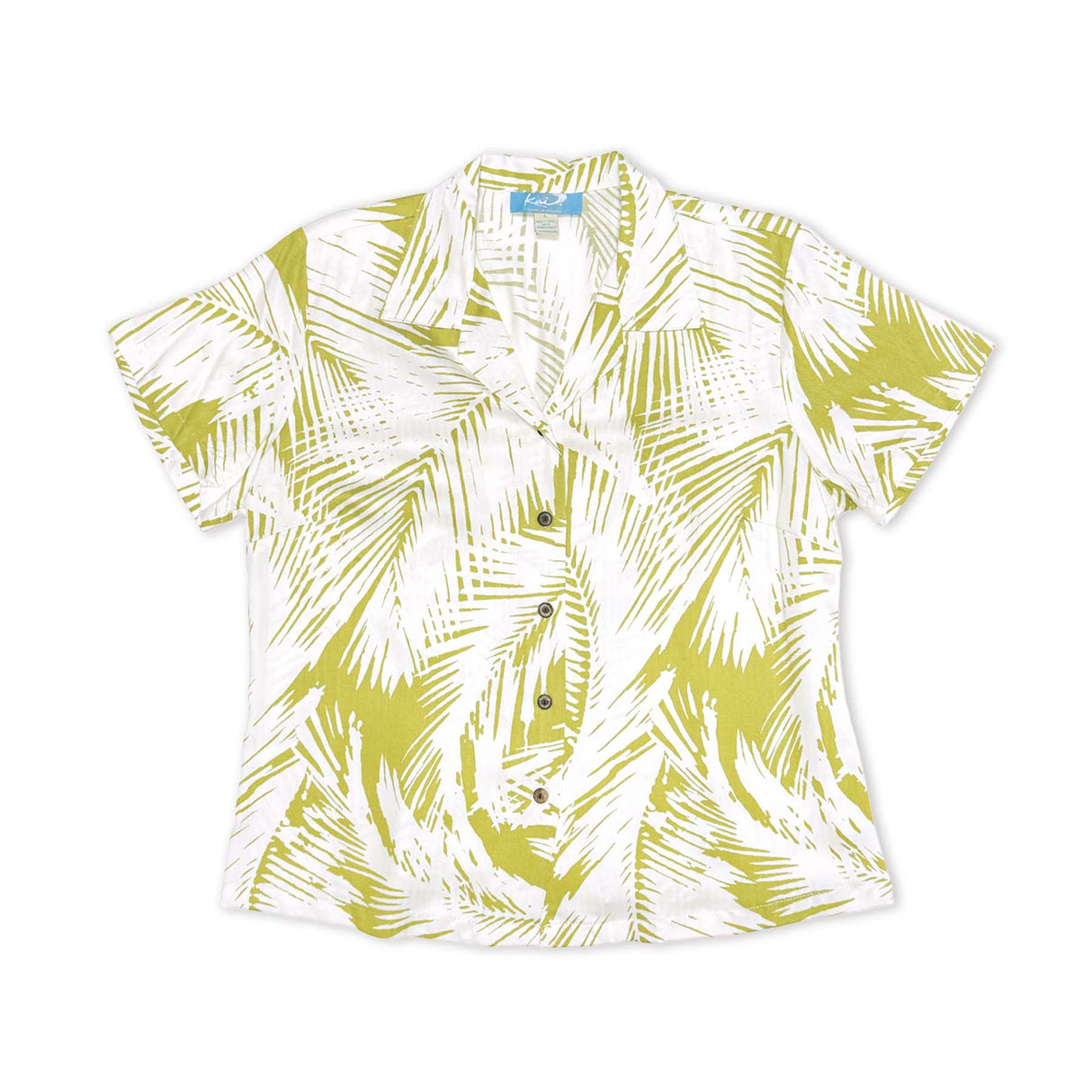 Palm Leaf Lime Womens Aloha Shirt