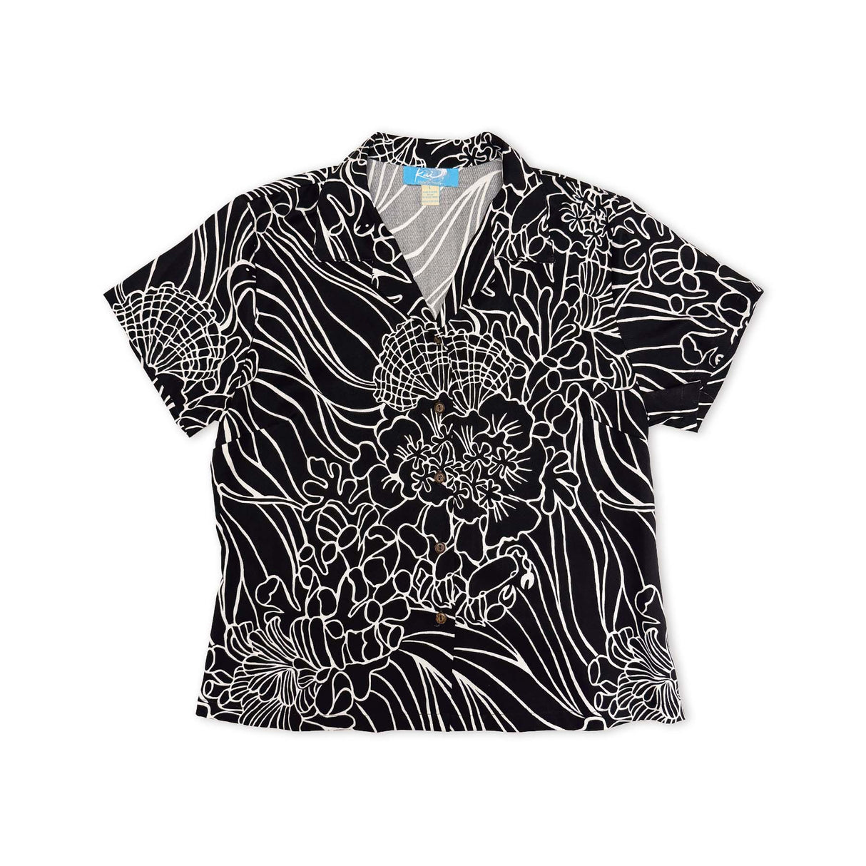 Coral Reef Black Women's Aloha Shirt
