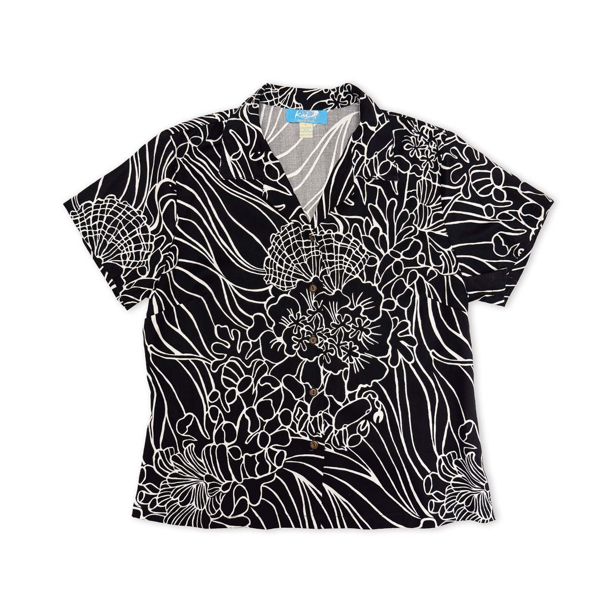 Coral Reef Black Womens Aloha Shirt