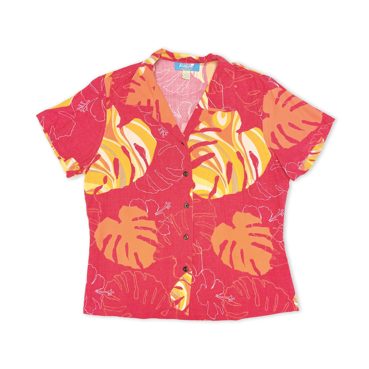 Monstera Wave II Guava Womens Aloha Shirt