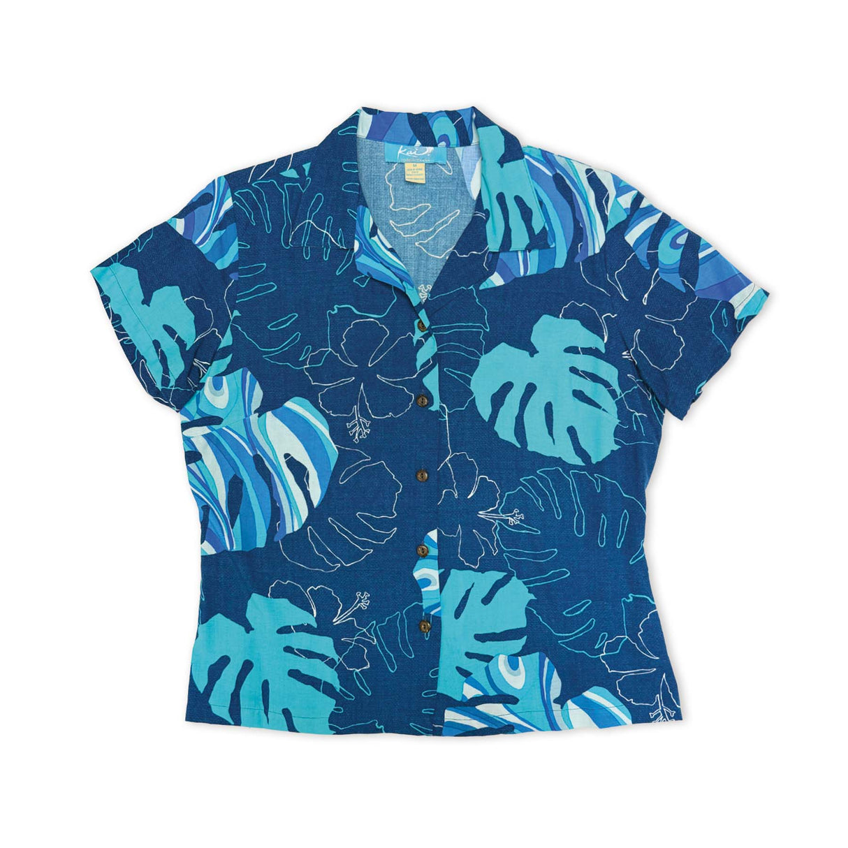 Monstera Wave II Blueberry Womens Aloha Shirt