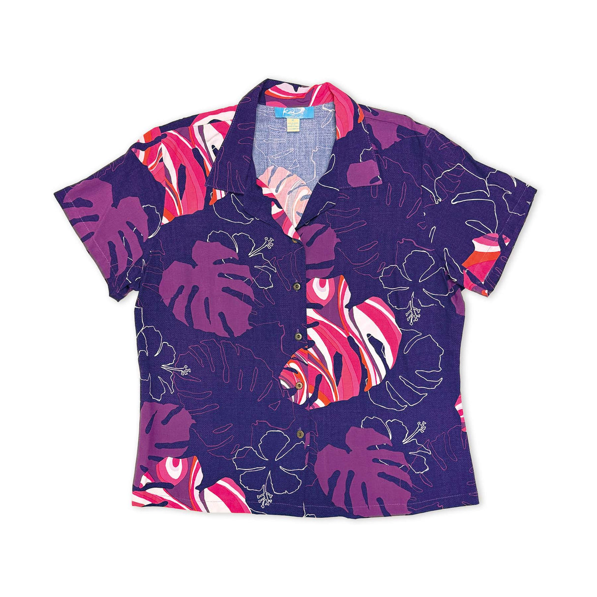 Monstera Wave II Plum Womens Aloha Shirt