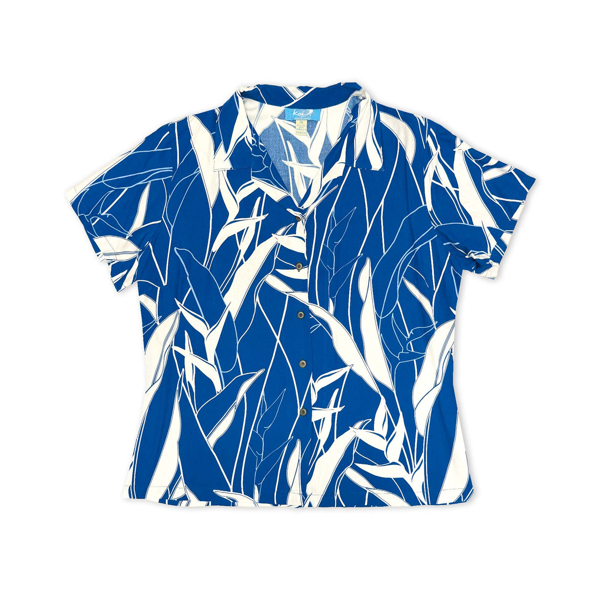 Heliconia Navy Womens Aloha Shirt