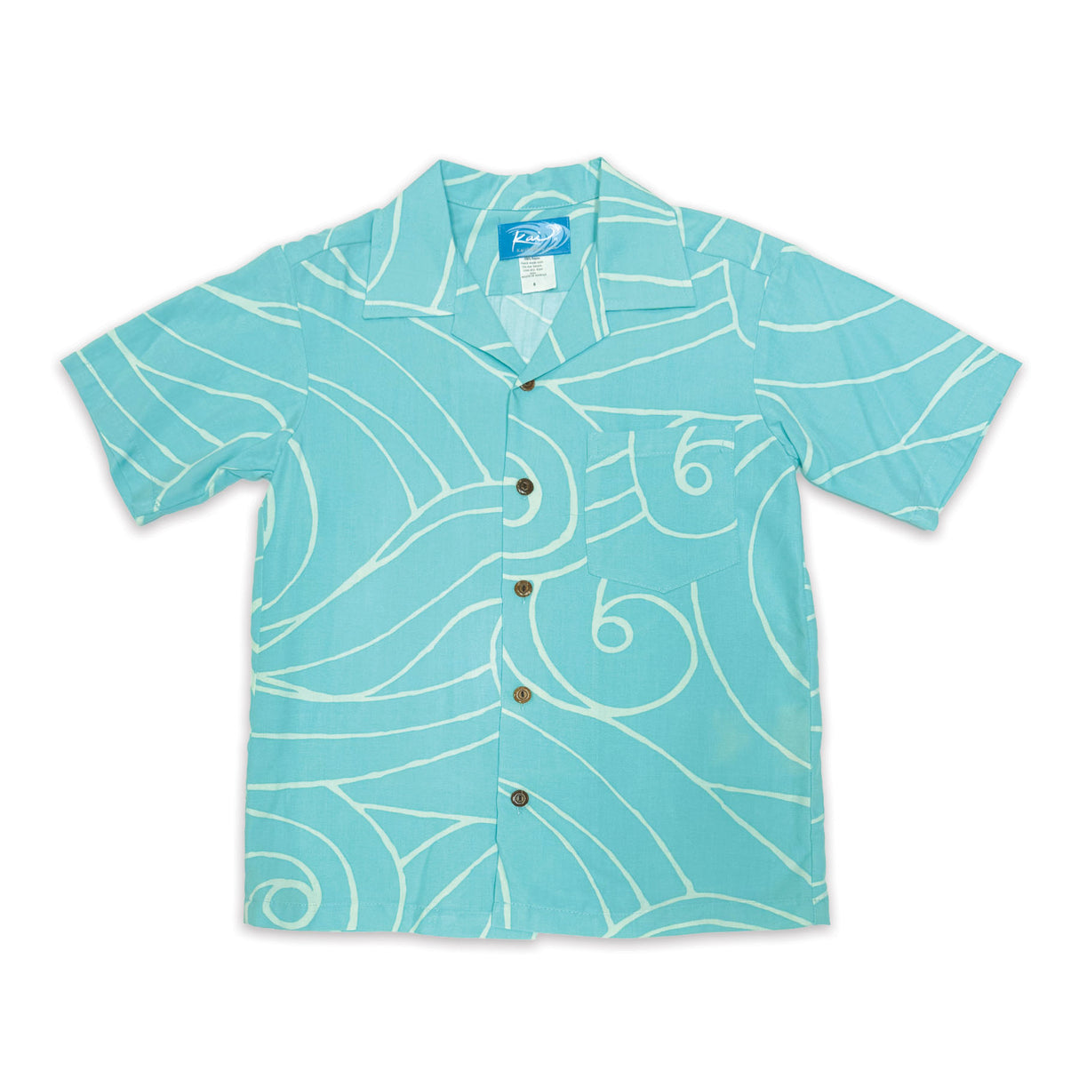 Ocean Waves Aqua Mint Boys' Aloha Shirt