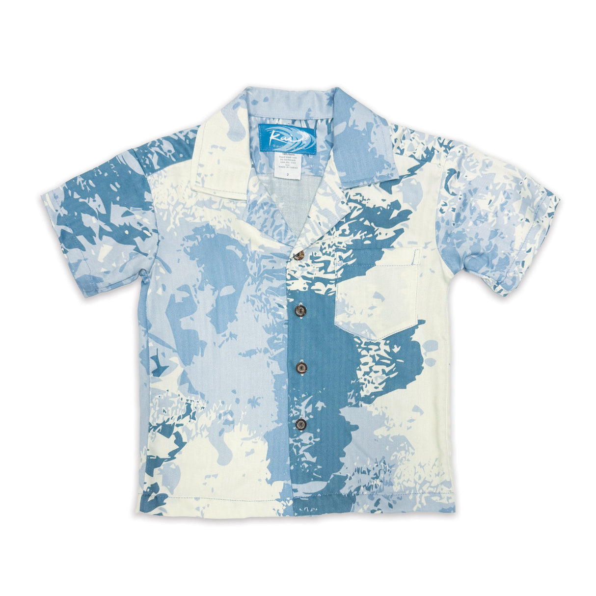 Footprints in Sand Dust Blue Boys' Aloha Shirt