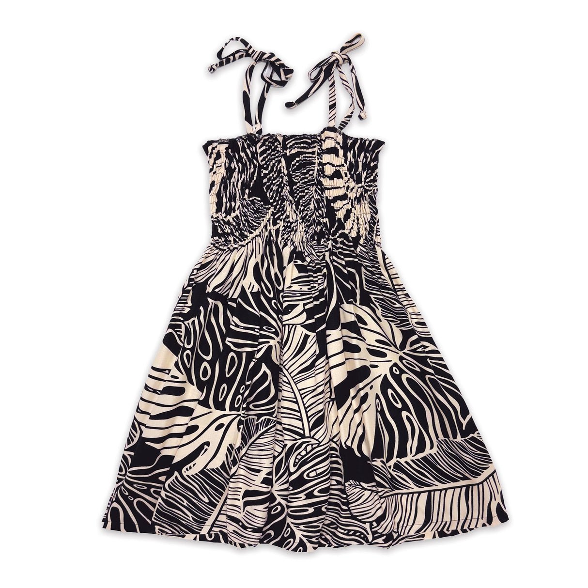 Banana Leaves Black Girls Babydoll Tie Strap Dress