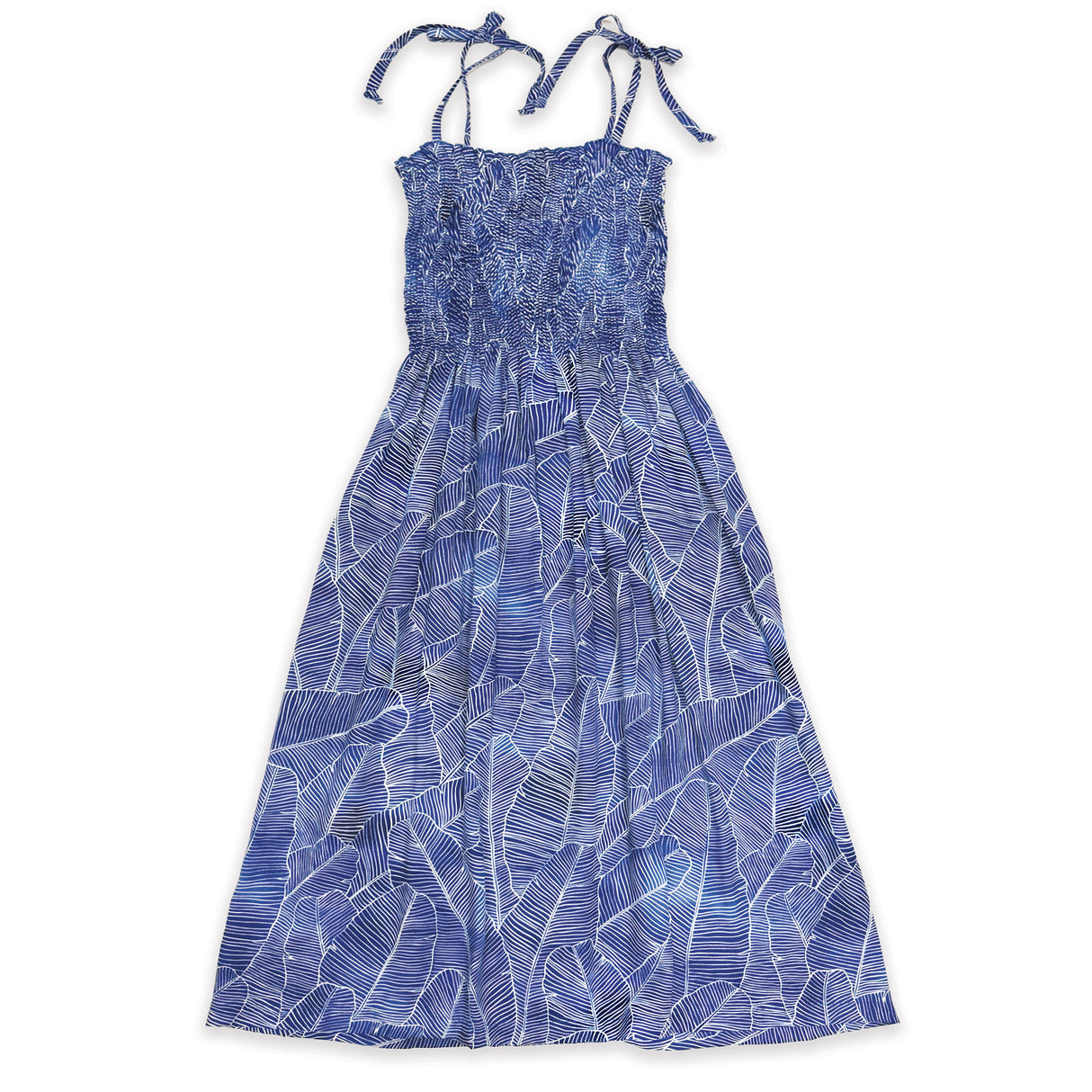 Banana Leaves Navy Women's Babydoll Short Dress