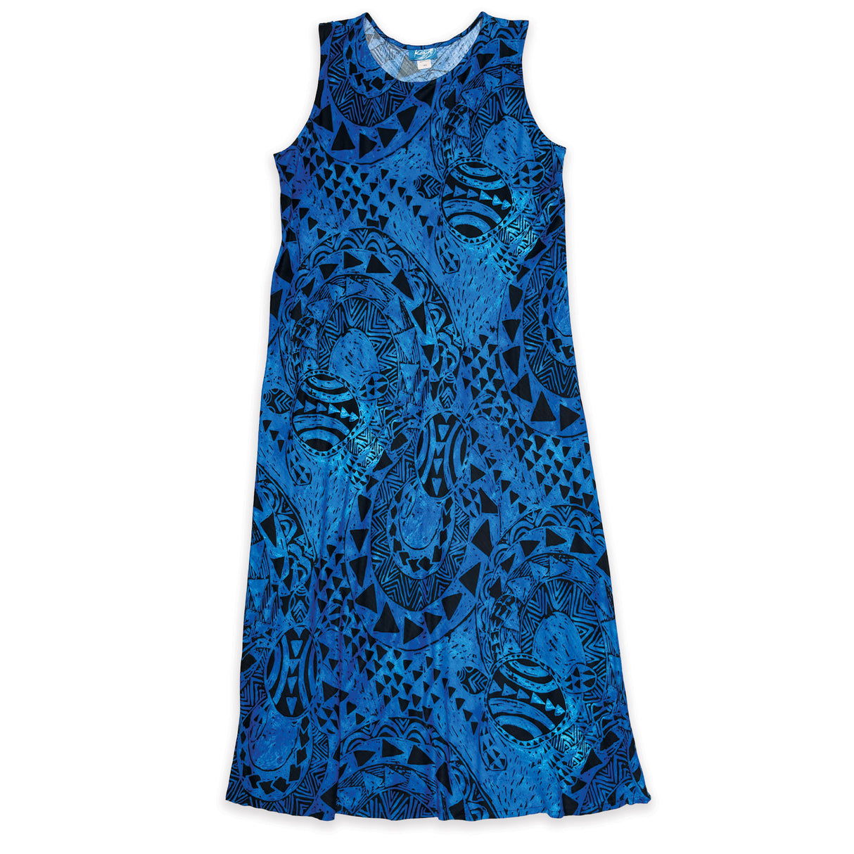 Honu Strong Blue Women's Long Bias Midi Dress