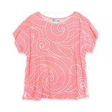 Ocean Waves Coral Pink Womens Loose Boatneck Blouse