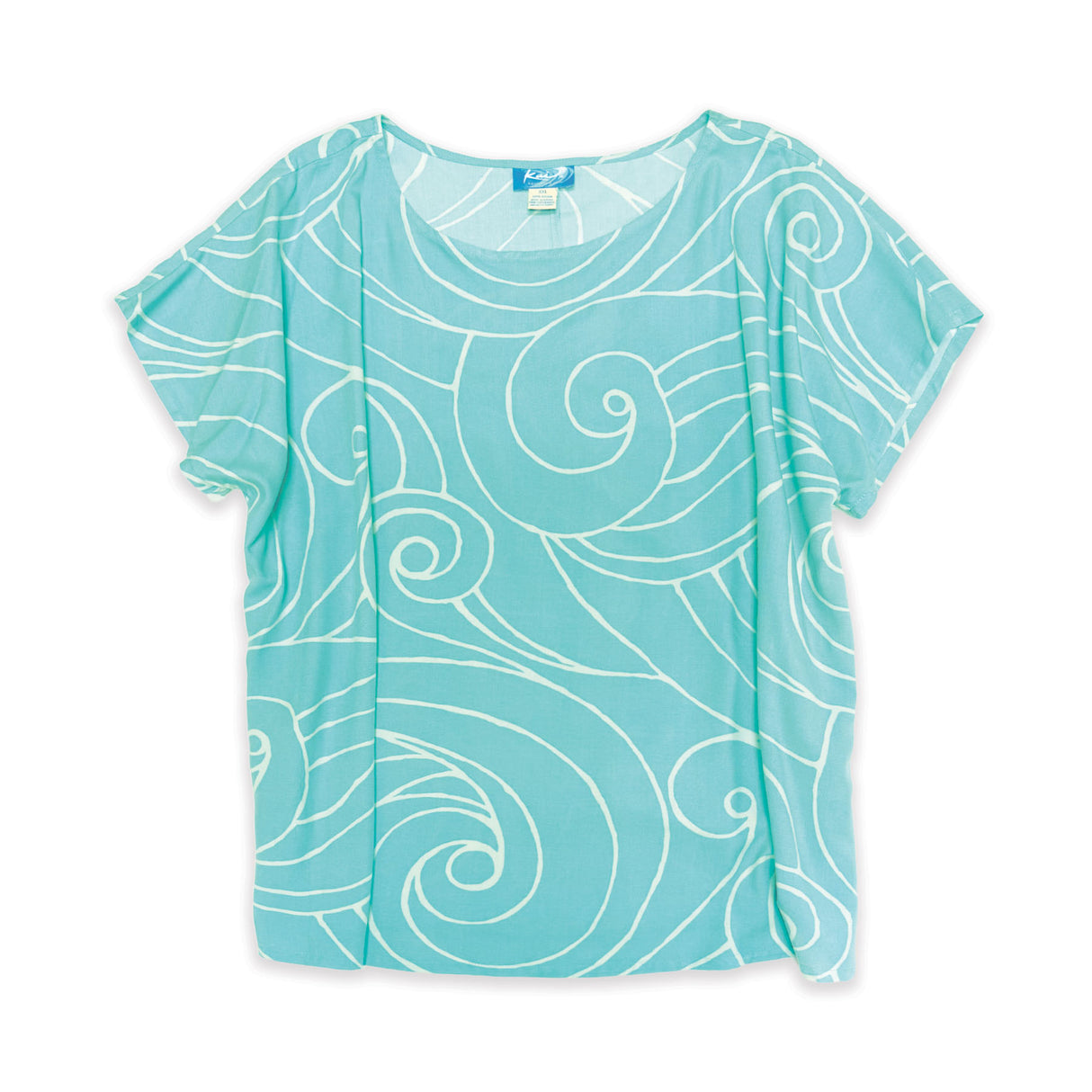 Ocean Waves Aqua Mint Womens Loose Boatneck Blouse