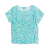 Ocean Waves Aqua Mint Womens Loose Boatneck Blouse