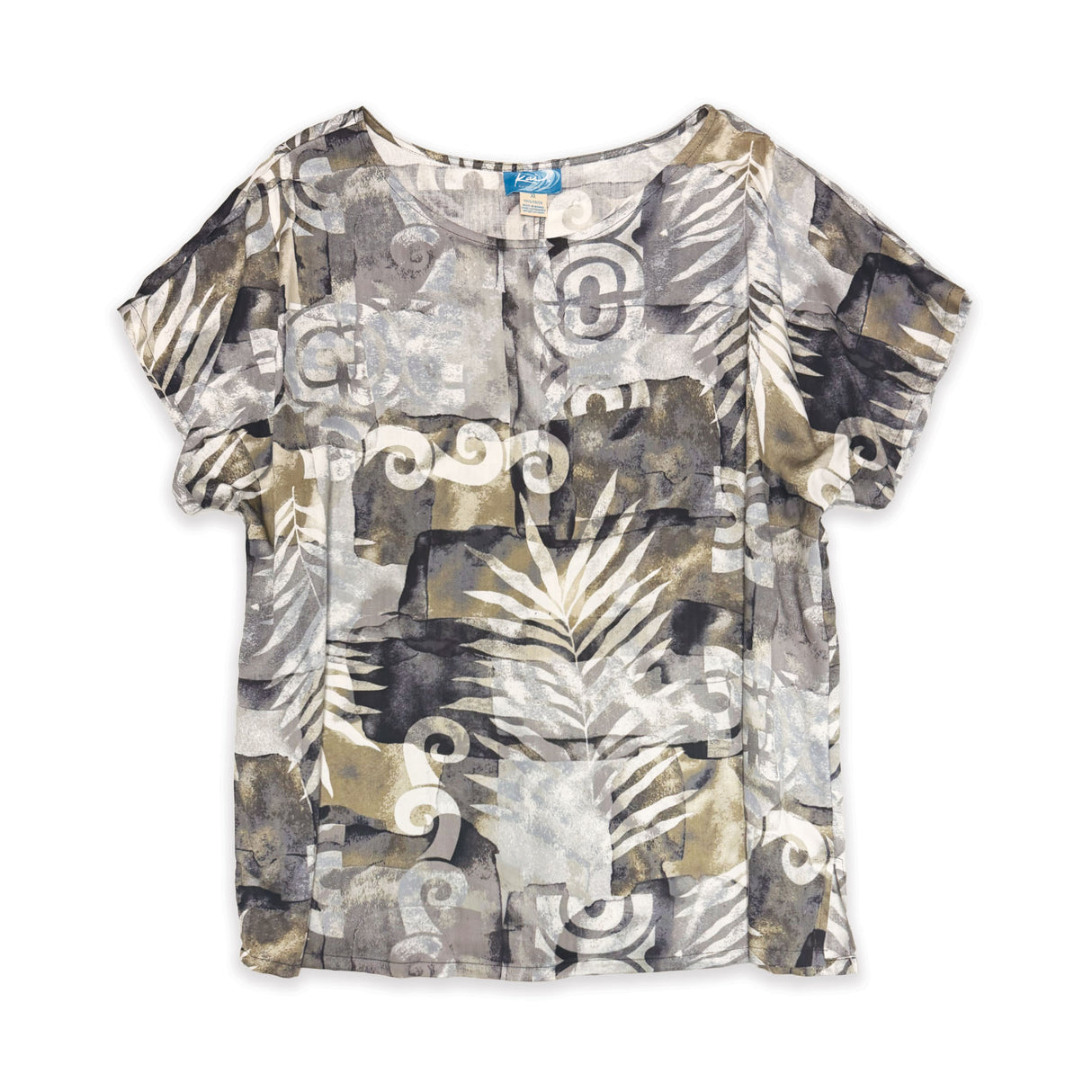 Palm Beach Charcoal Womens Loose Boatneck Blouse