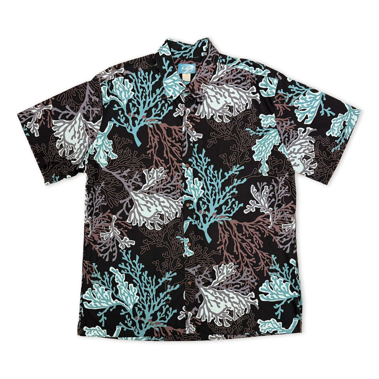 Coral Black Mens Aloha Shirt