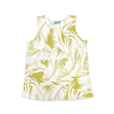 Palm Leaf Lime Womens Flyaway Sleeveless Blouse