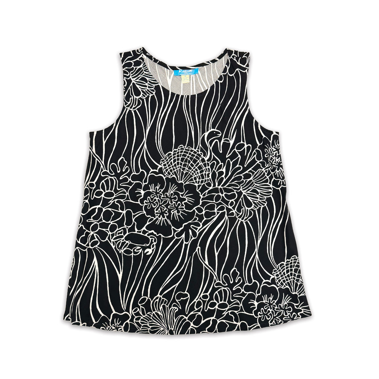 Coral Reef Black Womens Flyaway Sleeveless Blouse