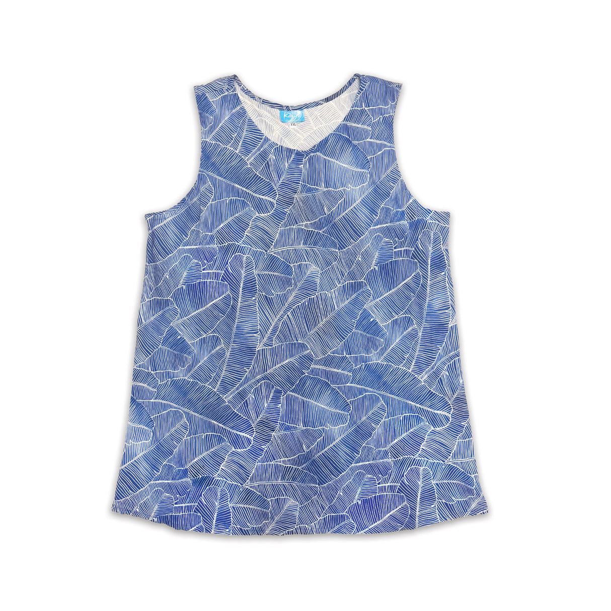 Banana Leaf Navy Women's Flyaway Sleeveless Blouse