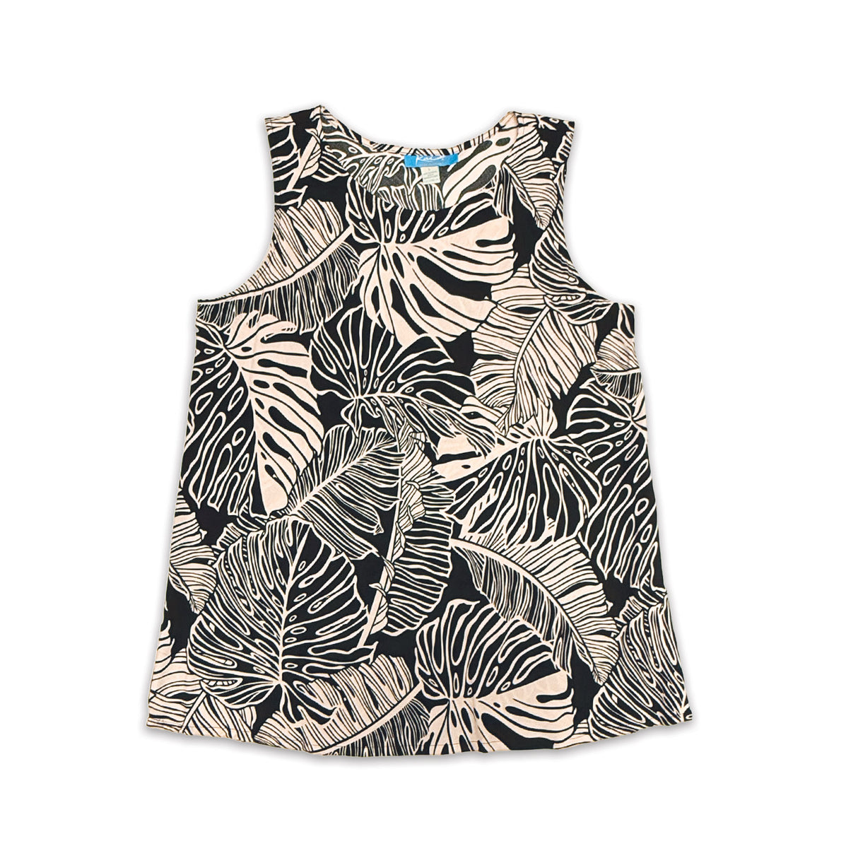 Monstera Banana Leaves Black Women's Flyaway Sleeveless Blouse