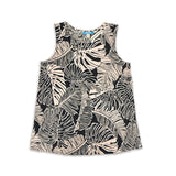 Monstera Banana Leaves Black Womens Flyaway Sleeveless Blouse