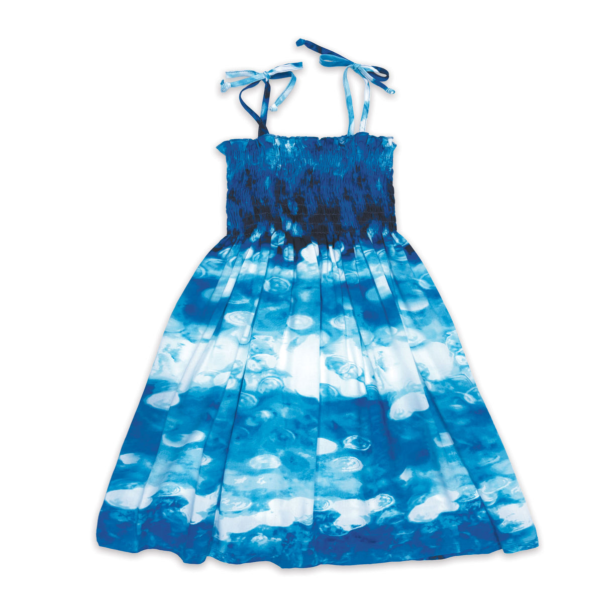 Ocean Celebration Blue Girls Babydoll Tie Strap Dress