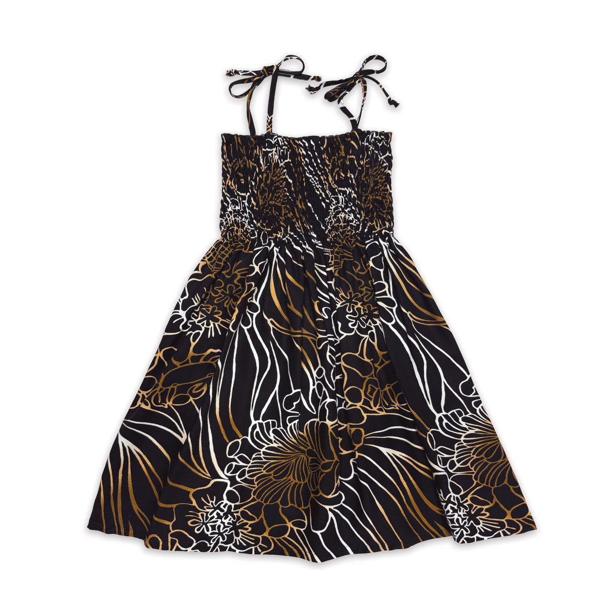 Coral Reef Brown Girls Babydoll Tie Strap Dress