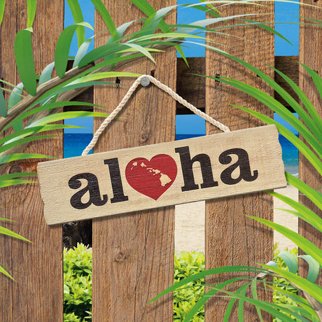 Wooden Hanging Sign, Heart of Hawaii - Aloha