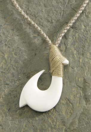 Twisted Cord Necklace, Bone Wrapped Hook