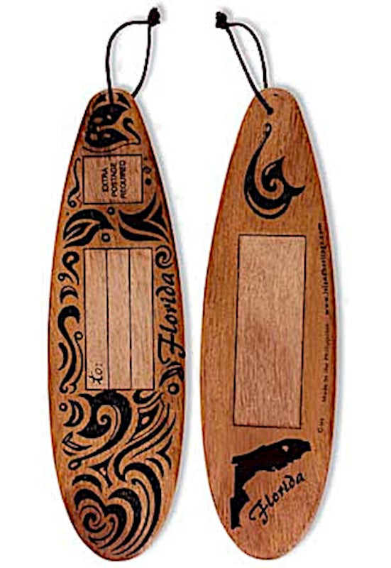 Tattoo Black Florida Wooden Surfboard Post Card