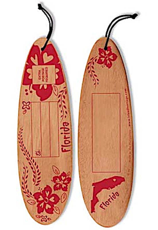 Hibiscus Garden Red Florida Wooden Surfboard Post Card