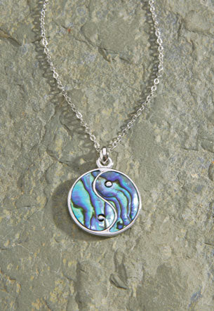 Silver Chain, Pewter/Paua - Yin Yang