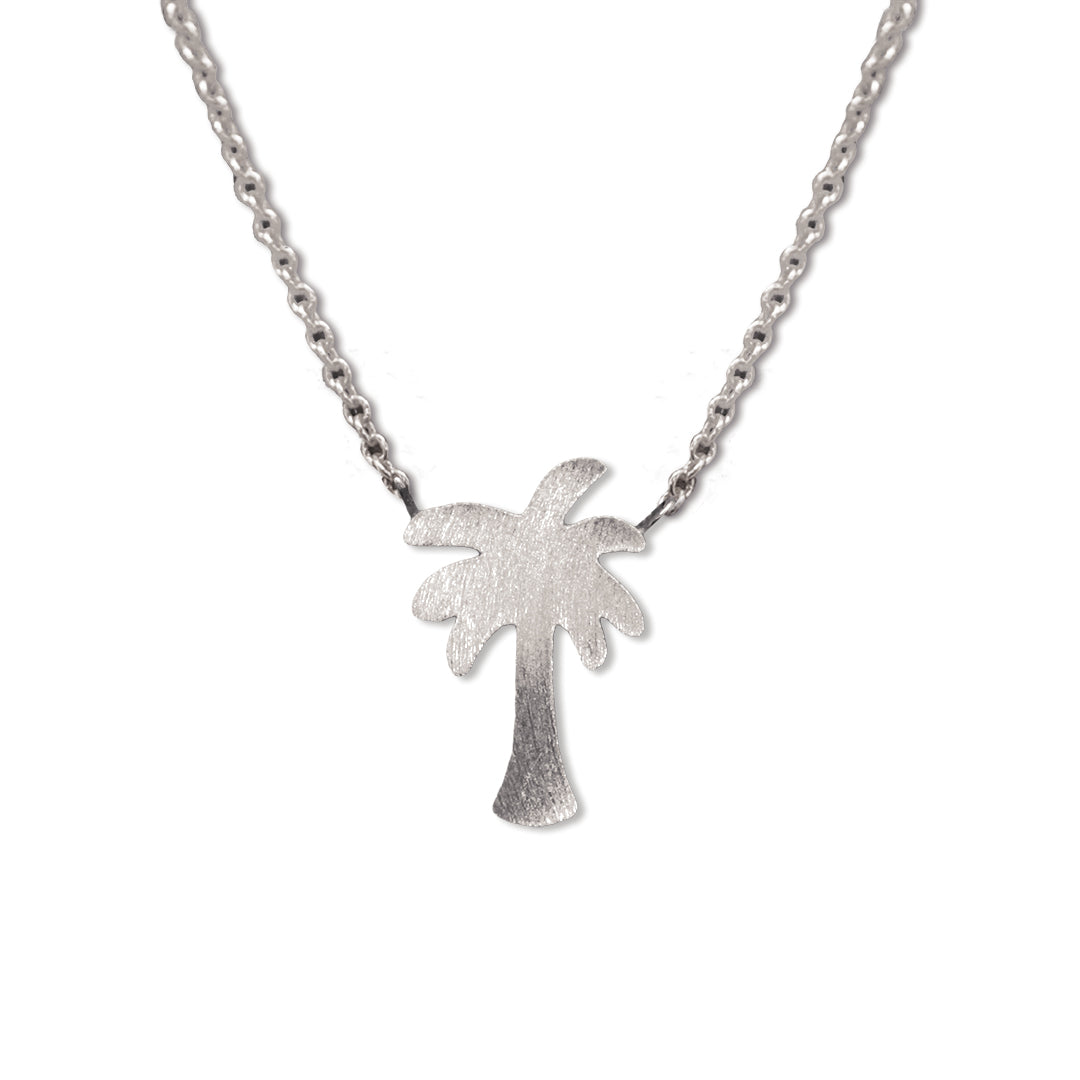 Silver Charm Necklace, Palm Tree