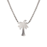 Silver Charm Necklace, Palm Tree