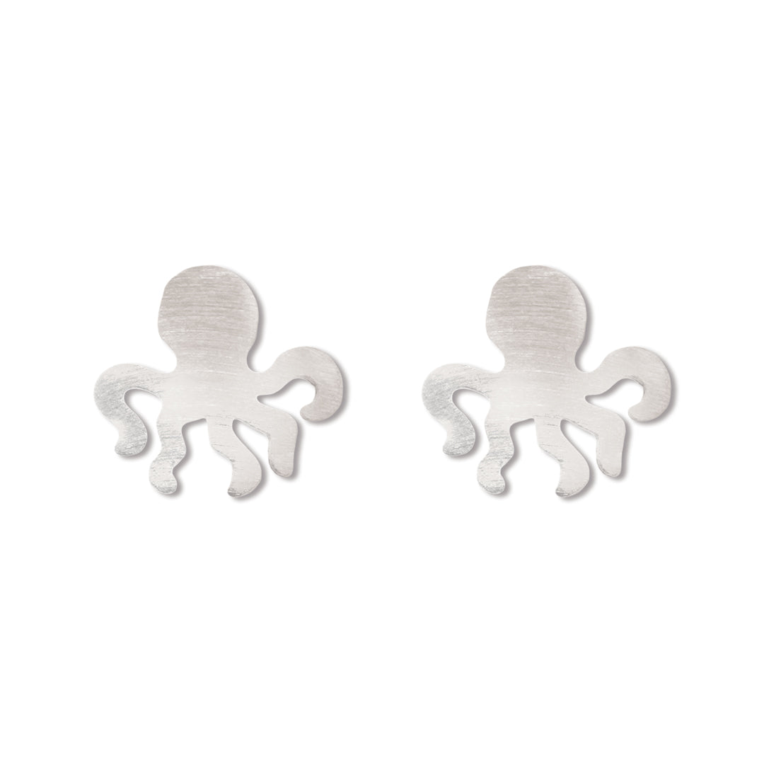 Silver Charm Earrings, Octopus