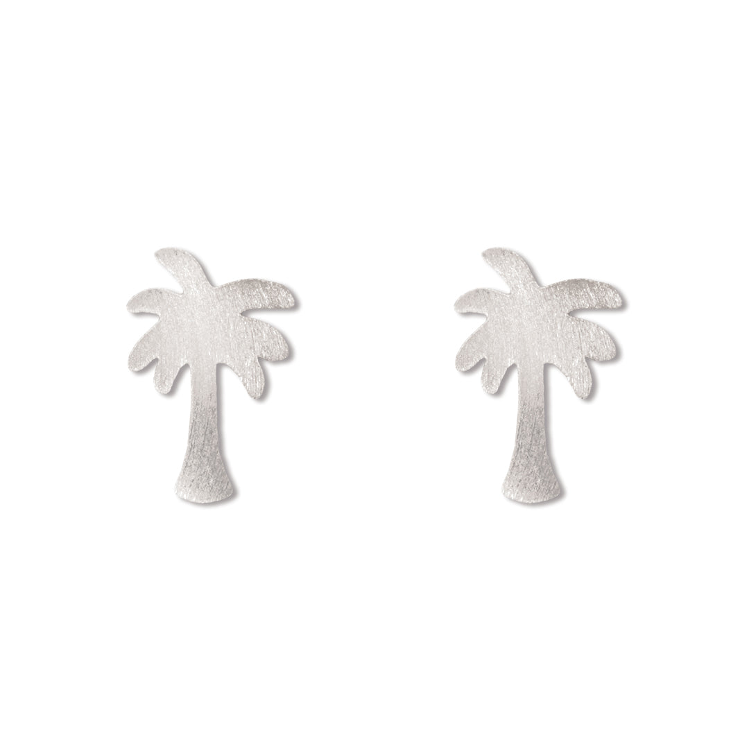 Silver Charm Earrings, Palm Tree