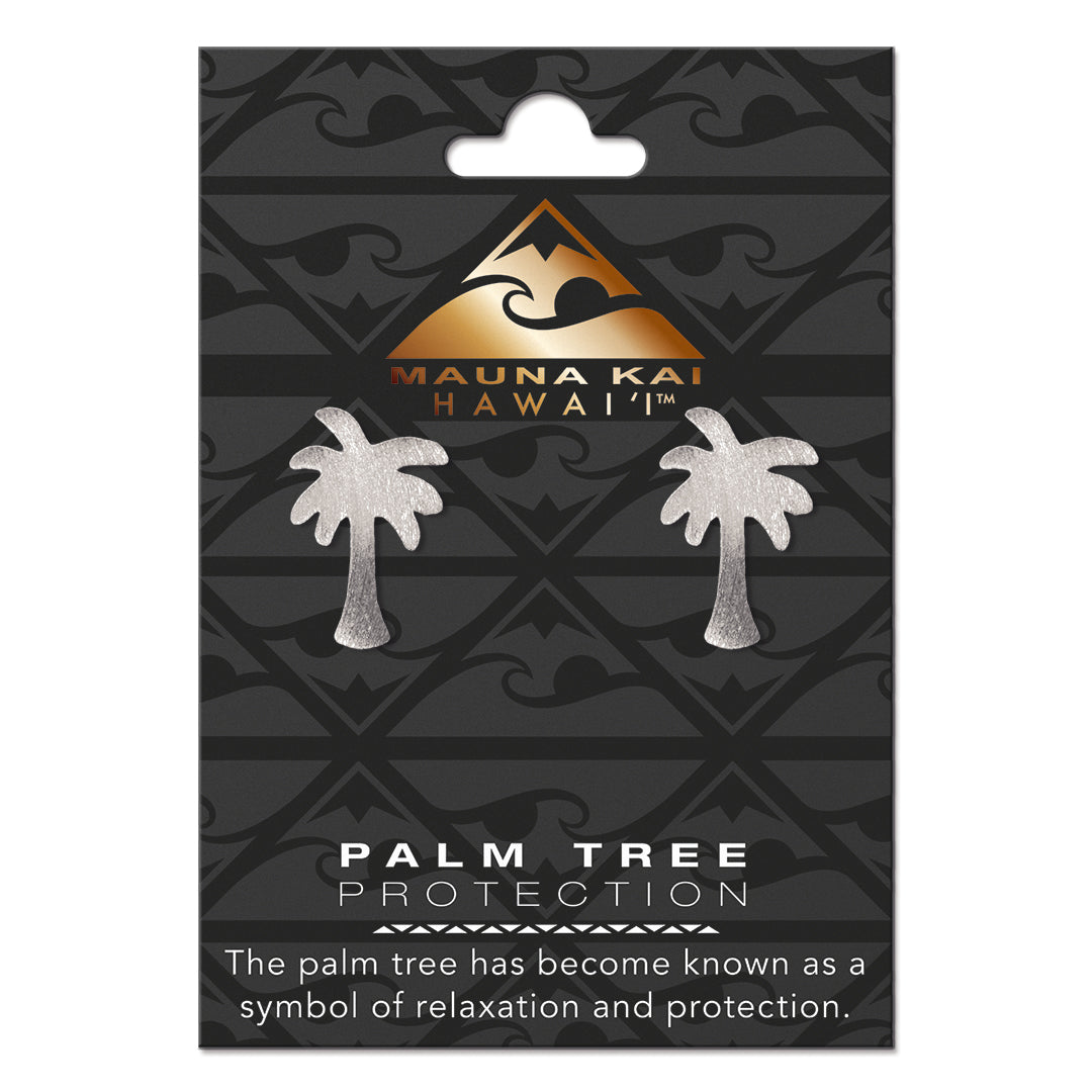 Silver Charm Earrings, Palm Tree
