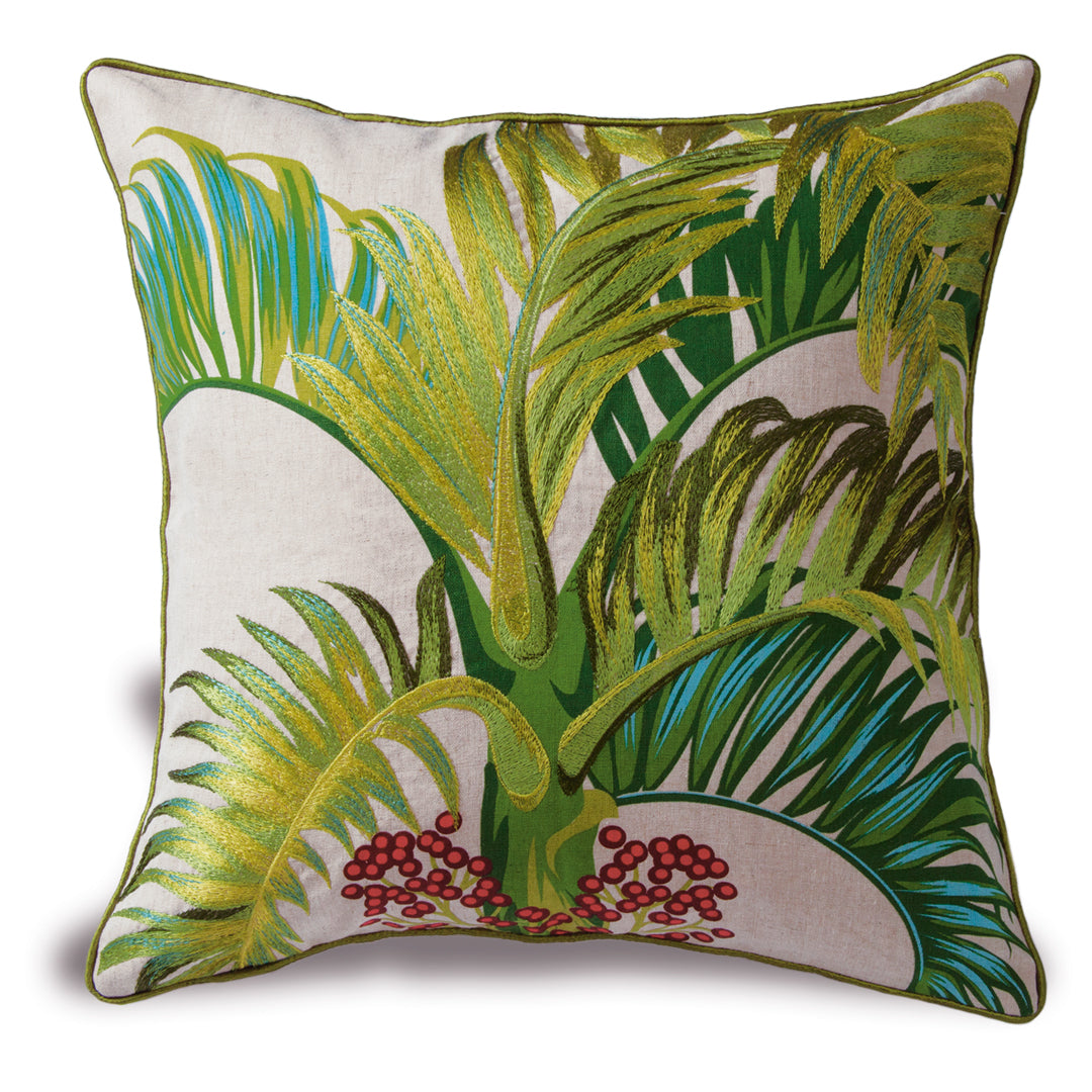 Cotton Linen Pillows, Manila Palm, 24x24