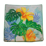 Cotton Linen Pillows, Monstera Hibiscus, 18x18