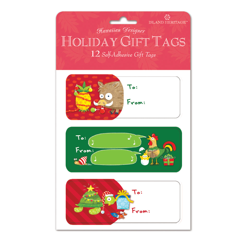 Adhesive Gift Tag 12-Pack, Festive Friends