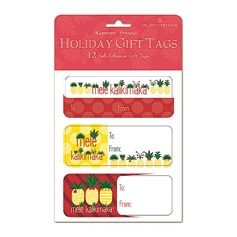 Adhesive Gift Tag 12-Pack, Mele Pineapple Parade